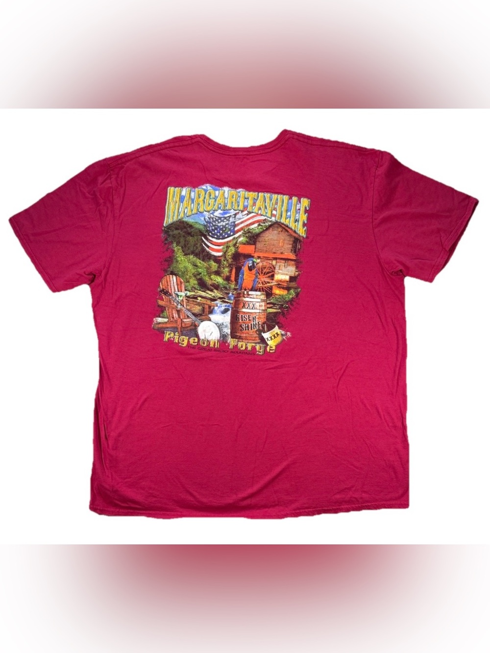 Margaritaville Pigeon Forge T Shirt Men's 2XL Red Moonshine Y2K Rise N Shine
